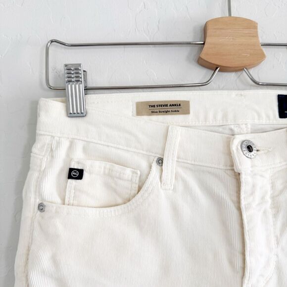 NEW AG The Stevie Ankle Corduroy Pants in Winter White Size 26 R - Picture 9 of 12